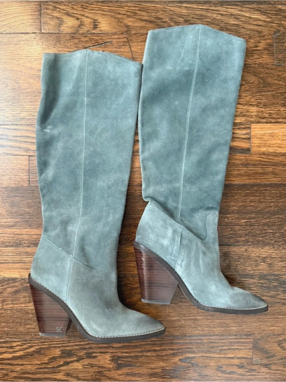 Sam Edelman Over-the-Knee Suede Boots in Grey Blue